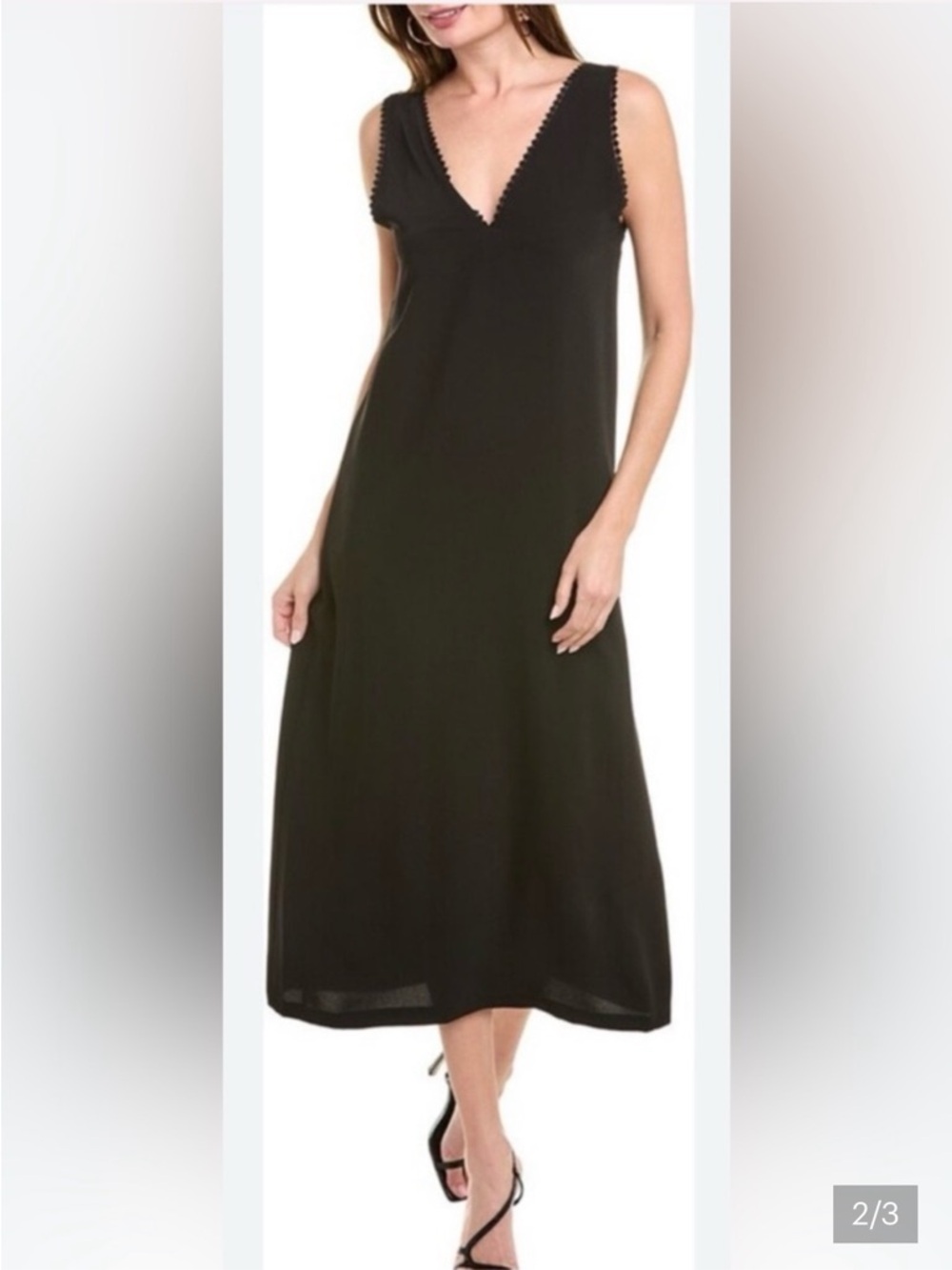 The Kooples Black Midi Dress NWT Size 3/Large Lace Trim Minimalist Chic